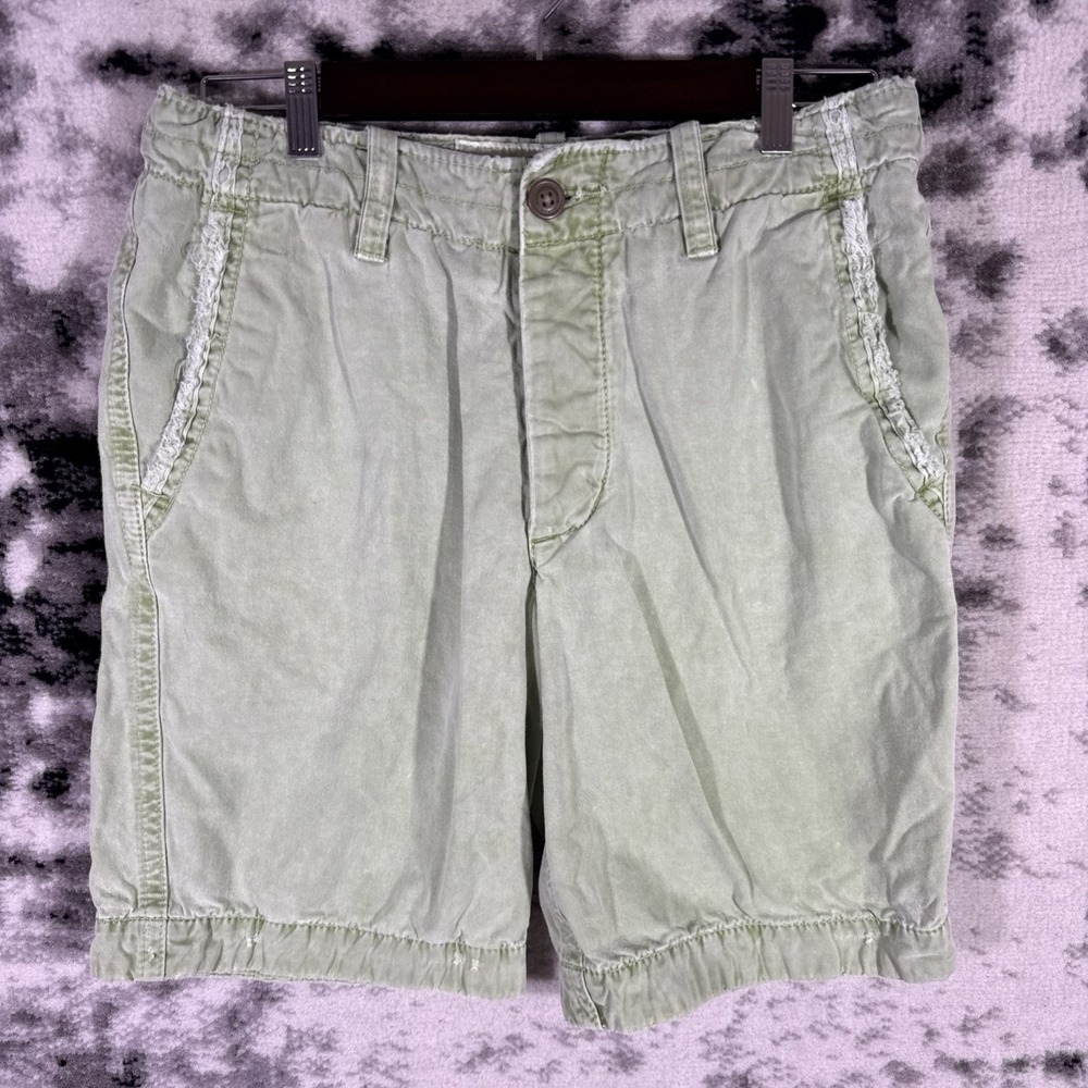 Abercrombie Fitch Shorts Mens Size 30 Green‎ Frayed Trim Button Fly Y2k 90s